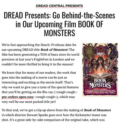 DREAD Presents: Go Behind-the-Scenes in Our Upcoming Film BOOK OF MONSTERS